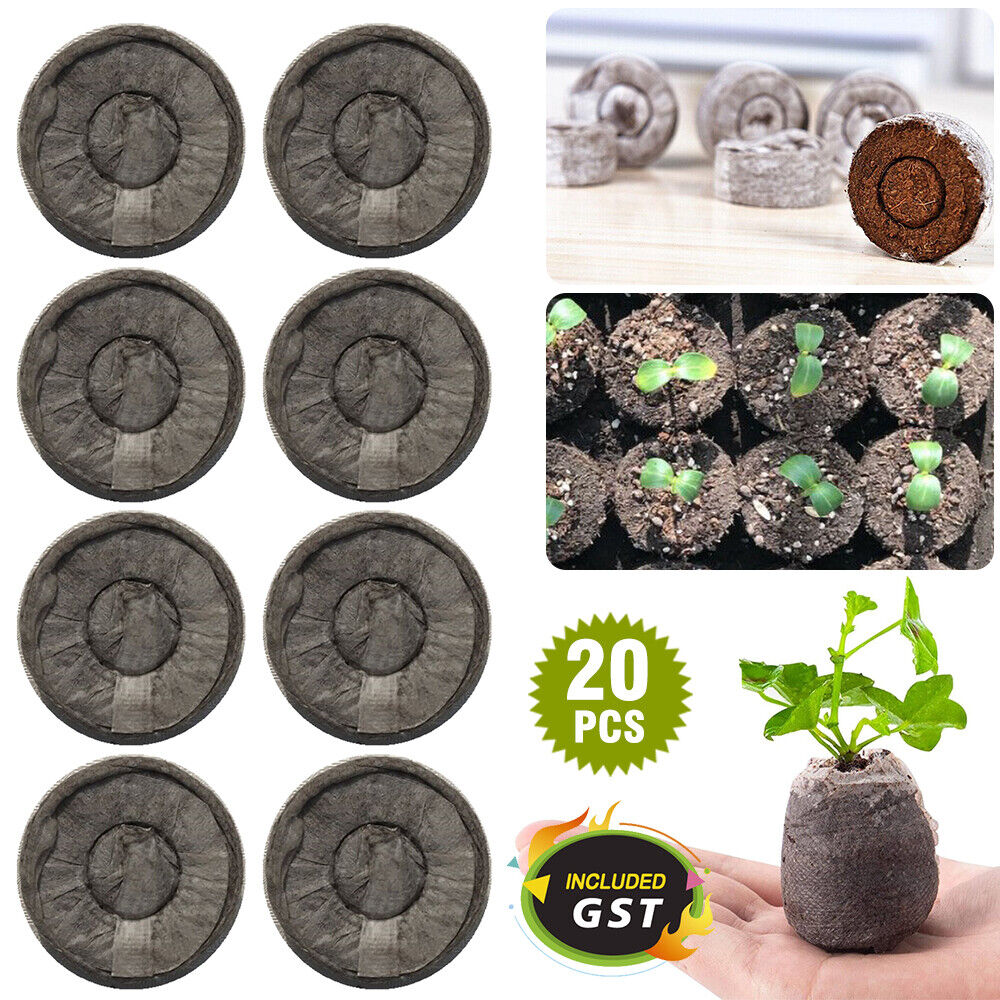 1-100pcs 3cm*1cm Peat Pellets Seedling Soil Block Starting Plugs Seed Starter AU