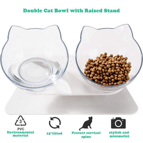 Double Elevated Pet Bowl Bowls Stand Cat Dog Feeder Food Water Raised Lifted AU