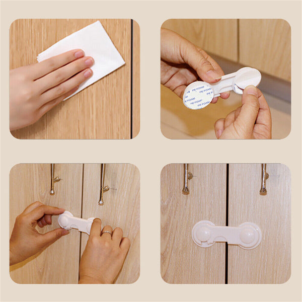 1-10x Baby Safety Lock Child Adhesive Cupboard Cabinet Fridge Drawer Door Locks