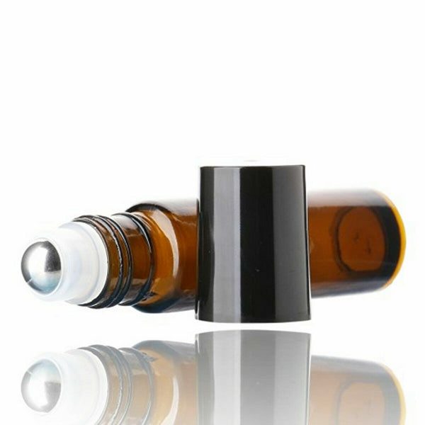 UP200 Roller Bottles Amber Thick Glass Steel Roll on Ball for Essential Oil 10ml