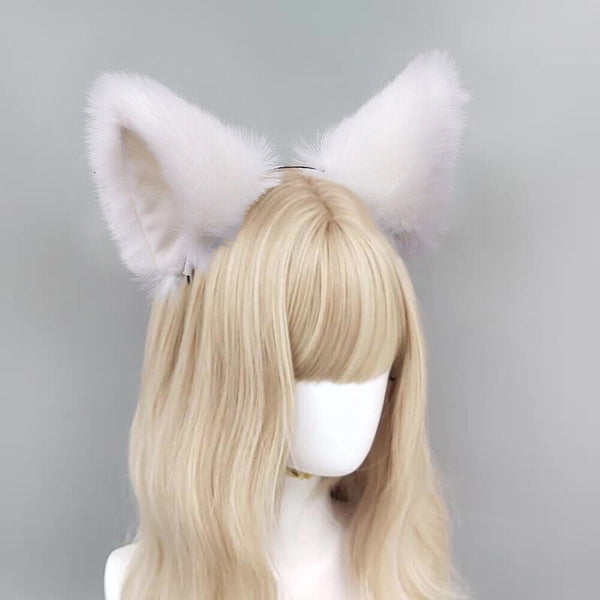 1/2xWomen Girls Fluffy Fur Cat Kitty fox animal Costume Ears Party Hair Clips On