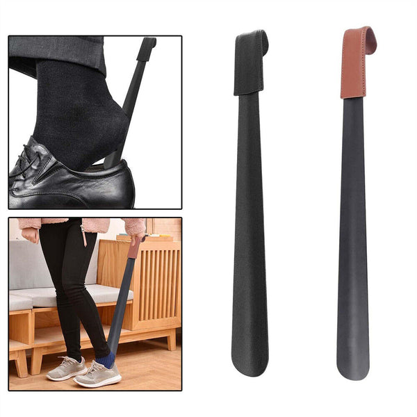 42cm Shoe Horn Long Leather Metal Handle Shoehorn Stainless Steel Lifter Tool AU