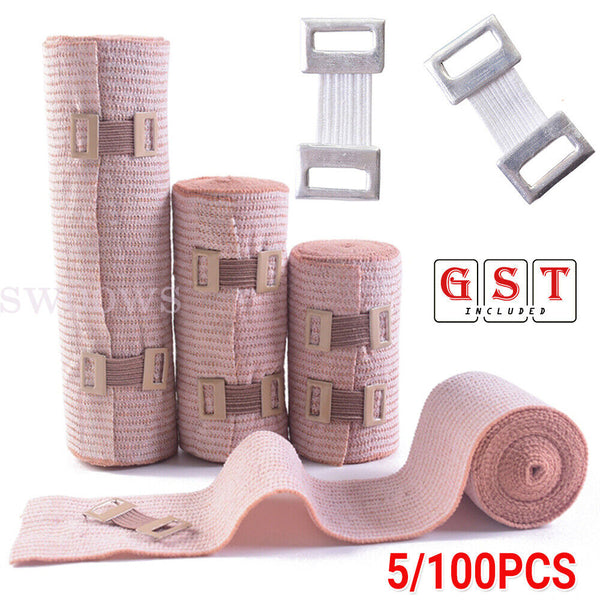 5/100 Replacement Elastic Bandage Wrap Stretch Metal Clips Fixation Clamp Hooks