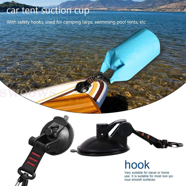 1-4PCS Heavy Duty Suction Cup Anchor Tie Downs w/Hooks Lock Car Awning Camping