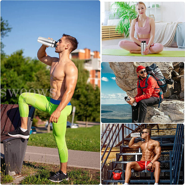 1/2x 750ml Stainless Steel Single Layer Shaker Cup Sports Water Cup, Fitness Cup