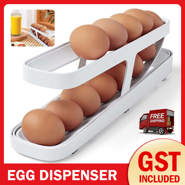 2 Tier Storage Rack Rolldown Refrigerator Egg Dispenser Auto Rolling Egg Holder