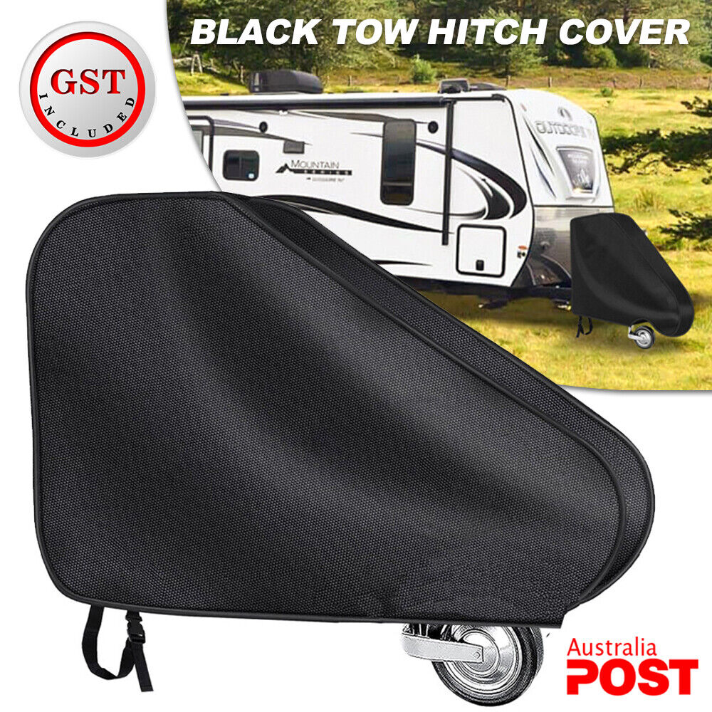 600D Heavyduty Caravan Drawbar Tow Hitch Cover Camper Trailer Black With Buckle