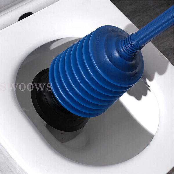 Toilet Plunger Bathroom Drain Clean Powerful High Pressure Thrust Plunge Cleaner