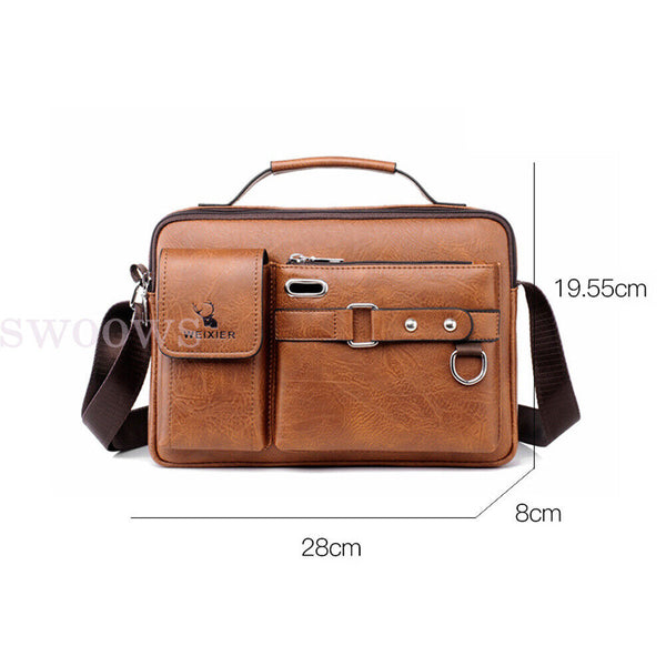 Men's Vintage Messenger Leather Satchel Shoulder Crossbody Briefcase Laptop Bag