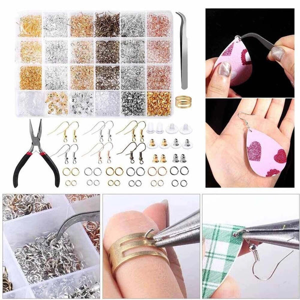 2500Pcs DIY Earring Making Supplies Kit with Earring Hooks Jump Rings Pliers AU