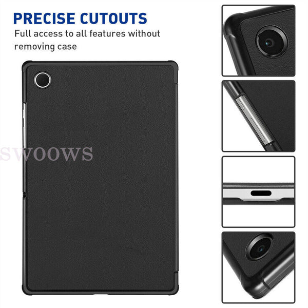 Classic Leather Stand Smart Case Cover For Samsung Galaxy Tab A9 Plus + Glass