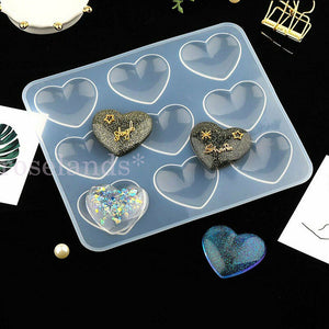 9 Grid DIY Heart Silicone Mold Making Jewelry Pendant Resin Casting Mould Craft