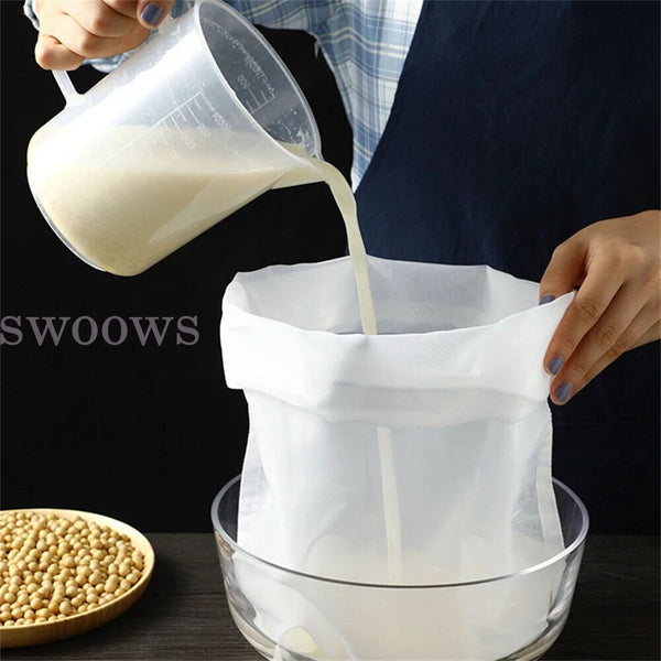 Micron Reusable Nylon 160/200 Mesh Food Strainer Filter Bag for Juice Coffee Tea