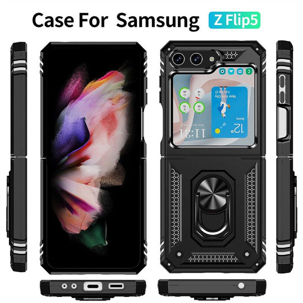 Shockproof Rugged Ring Holder Stand Case Cover For Samsung Galaxy Z Flip 5 NEW