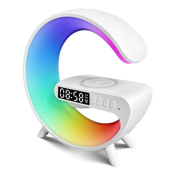 Smart Lamp Bluetooth Speaker Wireless Charger RGB AlarmClock Night Light Battery