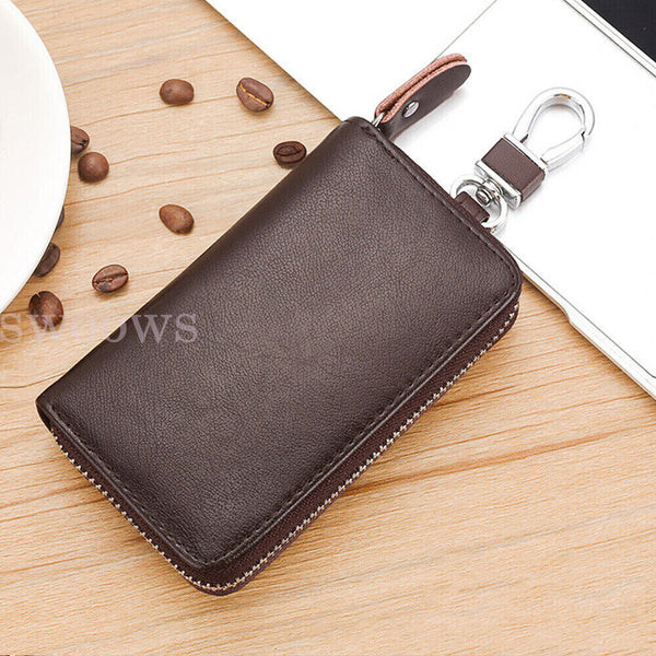 PU Leather Key Holder Case Keychain Pouch Bag Car Wallet Key Ring Unisex