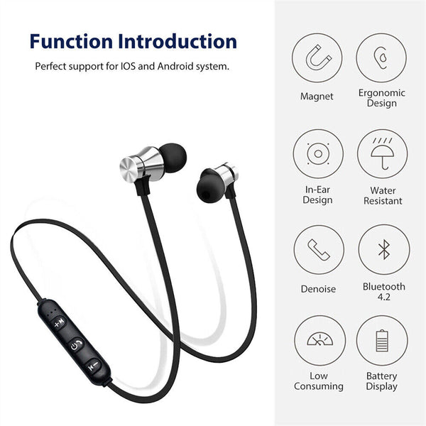 NEW Sweatproof Wireless Bluetooth Earphones Headphones Sport Gym For iPhone iPad