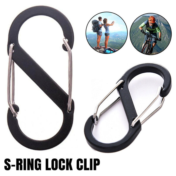 UP 100X Cable Carabiner Camping Hiking Hook Chain Key S-Ring Lock Clip Holder