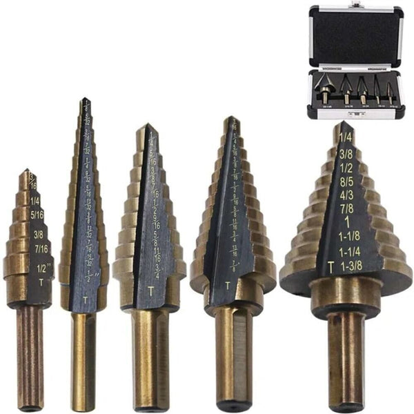 Titanium Plating 5/6Pcs Step Drill Bit Set High-Speed Reaming Pagoda Sawtooth AU