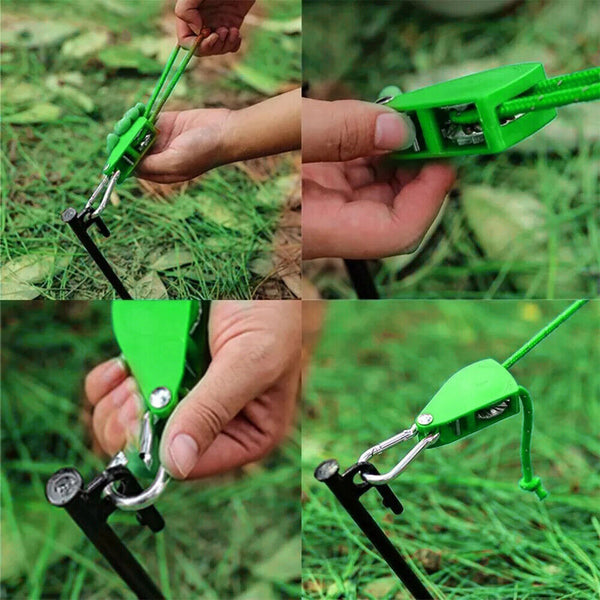 4Metre Camping Ratchet Pulley Tent Guide Rope Adjustable Guy Line Tensioner Tie