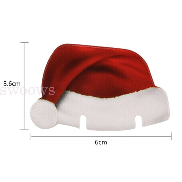 10-40pcs Xmas Hats Champagne Wine Glass Caps Christmas Holiday Party Decorations