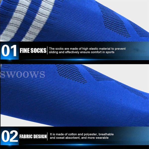 Pair Kids Adult High Knee Football Sport Socks Footy Soccer Baseball Hockey