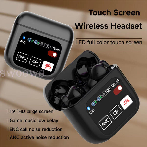 LED Touchscreen Wireless Bluetooth 5.4 Headphone Visible Active TWS Earphones