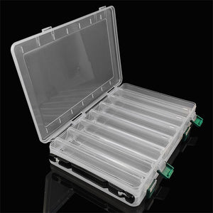 1-2x 14 Compartments Double-Sided Fishing Lure Hook Box Visible Squid Storage