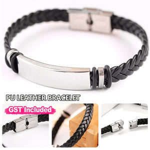 1/2x PU Leather Bracelet Gift for Dad Daddy Fathers Day Mens (without font)