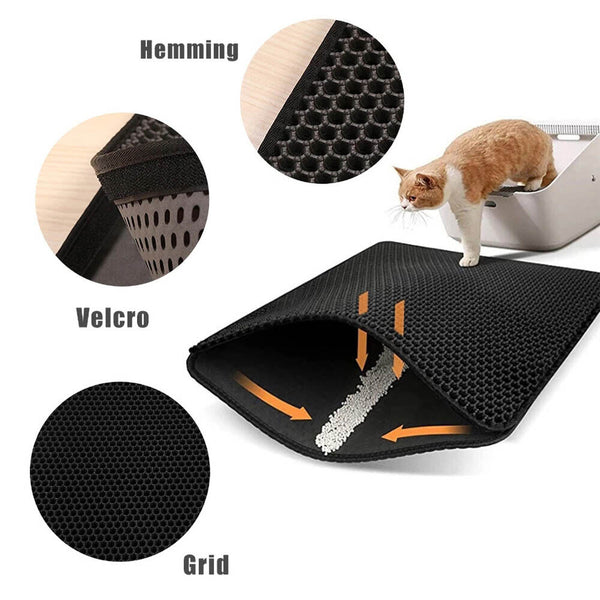 Double-Layer Cat Litter Mat Waterproof Trapper Foldable Pad Pet Rug Home Urine