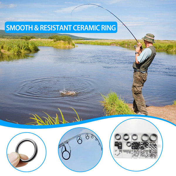 160Pcs 3.7mm-30mm Ceramic Fishing Rod Guide Rings Wear Resistant Rod Repair Kit