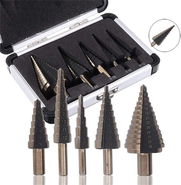 Titanium Plating 5/6Pcs Step Drill Bit Set High-Speed Reaming Pagoda Sawtooth AU