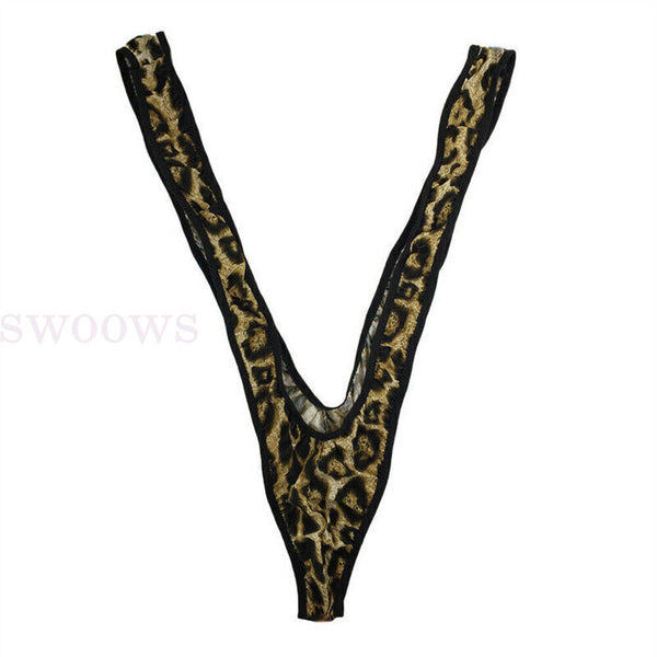 Leopard Skin Mesh Man Sexy Borat Mankini Thong Bodysuit Costume Swimsuit