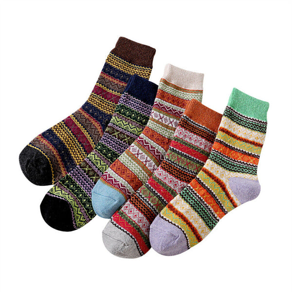 1-10 Pairs Thermal Socks Winter Nordic Wool Blends Cashmere Thick Warm Knitted