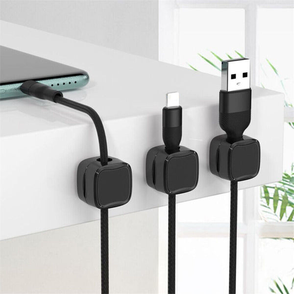 6Pcs Self-Adhesive Magnetic Cable Clips Black Cable Organizer Holder Under Desk