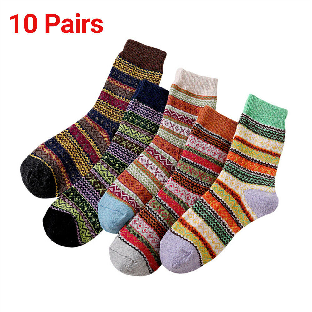 1-10 Pairs Thermal Socks Winter Nordic Wool Blends Cashmere Thick Warm Knitted