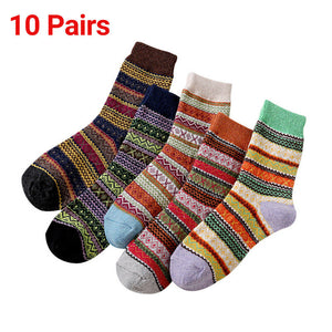 1-10 Pairs Thermal Socks Winter Nordic Wool Blends Cashmere Thick Warm Knitted