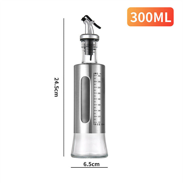 Glass Oil Dispenser Spout Olive Vinegar Pourer Stainless Steel Kitchen Bottle AU