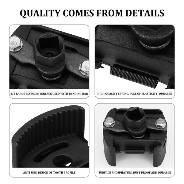 Universal 60-80mm Adjustable Oil Filter Wrench Cup 1/2" Housing Tool Remover Kit