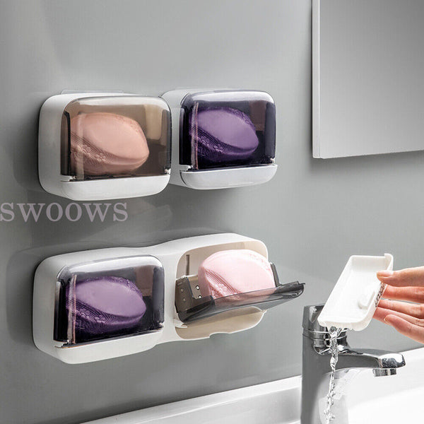 Wall-mounted Soap Dish Case Holders Storage Box Bathroom Shower Container Racks