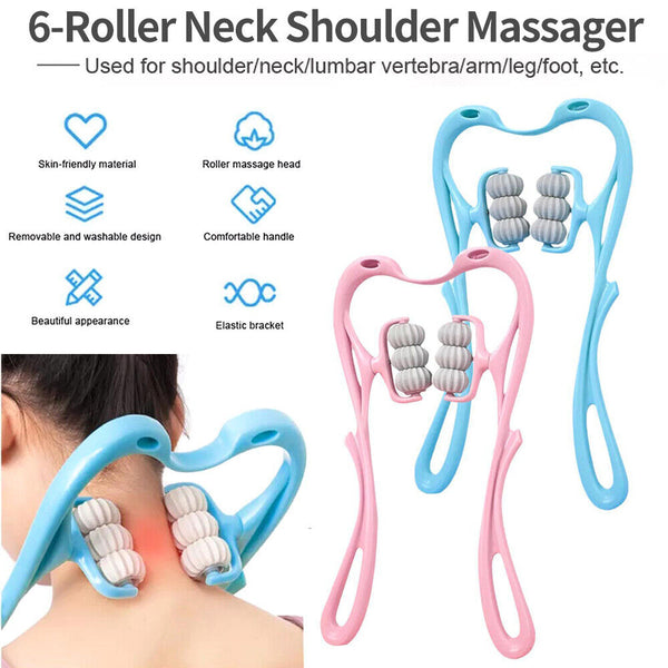 Shoulder Massager Fatigue Relieve Hand 6-Roller Neck