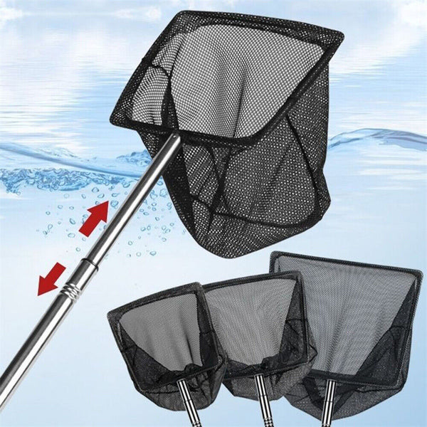 Telescopic Fishing Net Mesh Landing Net Fish Prawn Catch Foldable Pole Handle AU