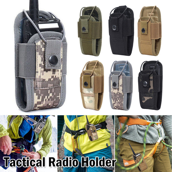 1/2x Tactical Radio Holder Outdoor Walkie Talkie Pouch Case Belt Holster Bag