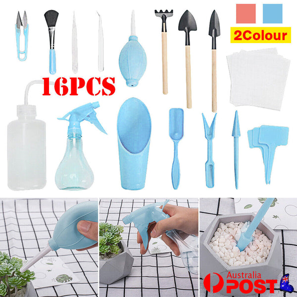 NEW 16pc Mini Garden Succulent Tool Kit Potted Plant Gardening Bonsai Hand Tools