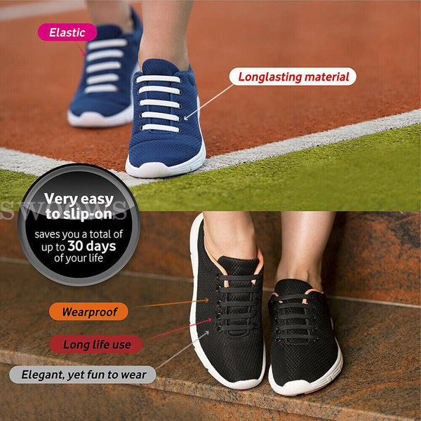 No Tie Elastic Silicone Shoe Laces Shoelaces Sneakers Sports Child/Adult/Unisex
