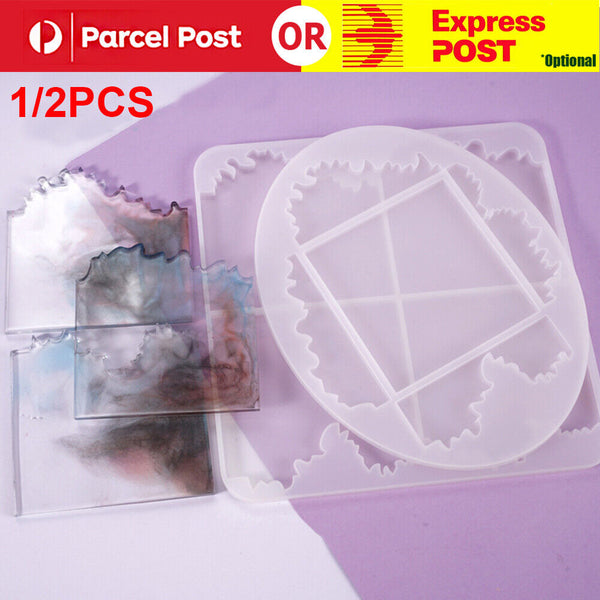 2x Coaster Resin Mold Casting Silicone Jewelry Agate Making DIY Mould Tool Craft