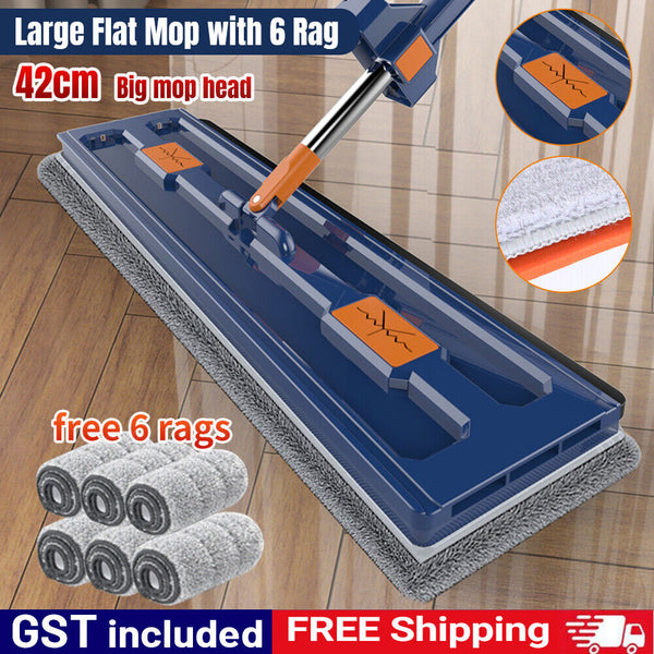 New Upgrade Style Large Flat Mop,360°Rotating Magic Self Wringing Mop with 6 Rag