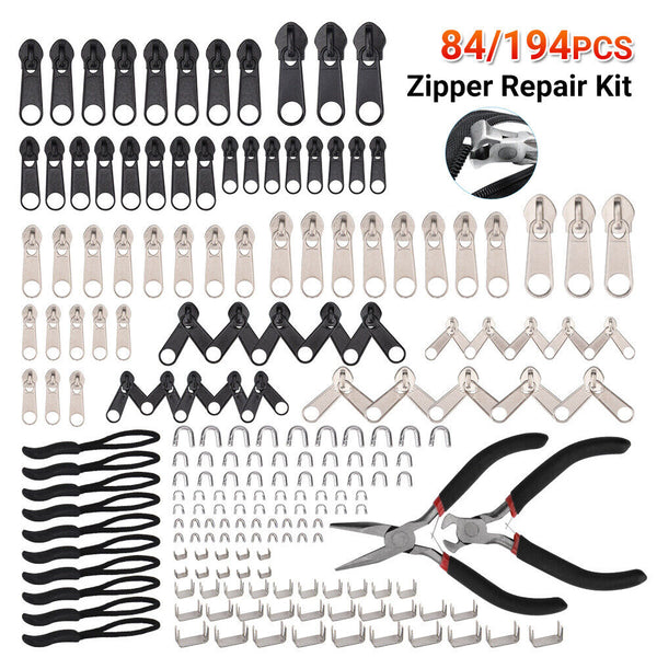 84/194PCS Zipper Replacement Head Zipper Repair Kit  Fix Zip Slider AU