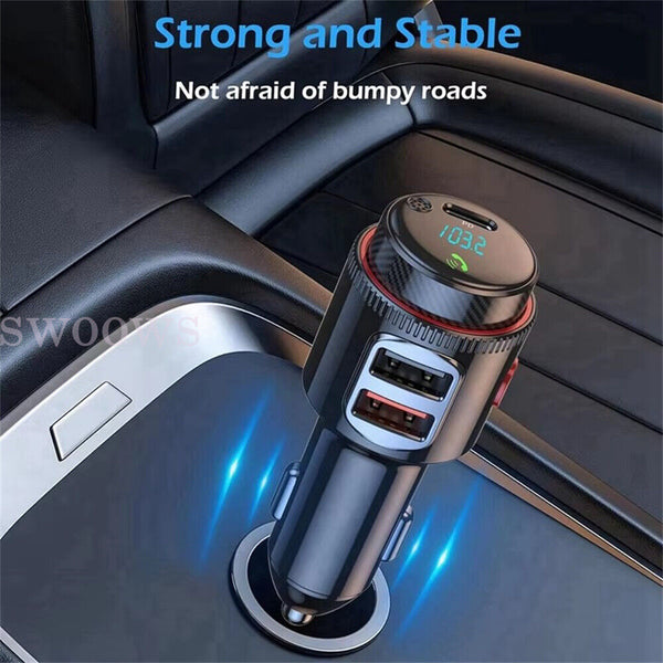 Bluetooth 5.0 Wireless Radio Car FM Transmitter PD Dual USB Charger MP3 Player