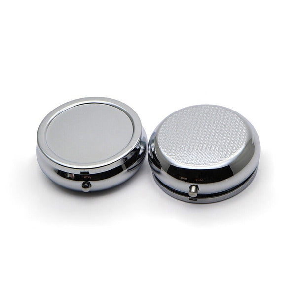 NEW Pill Container Pill Box Tablet Holder Medicine Metal Case Round